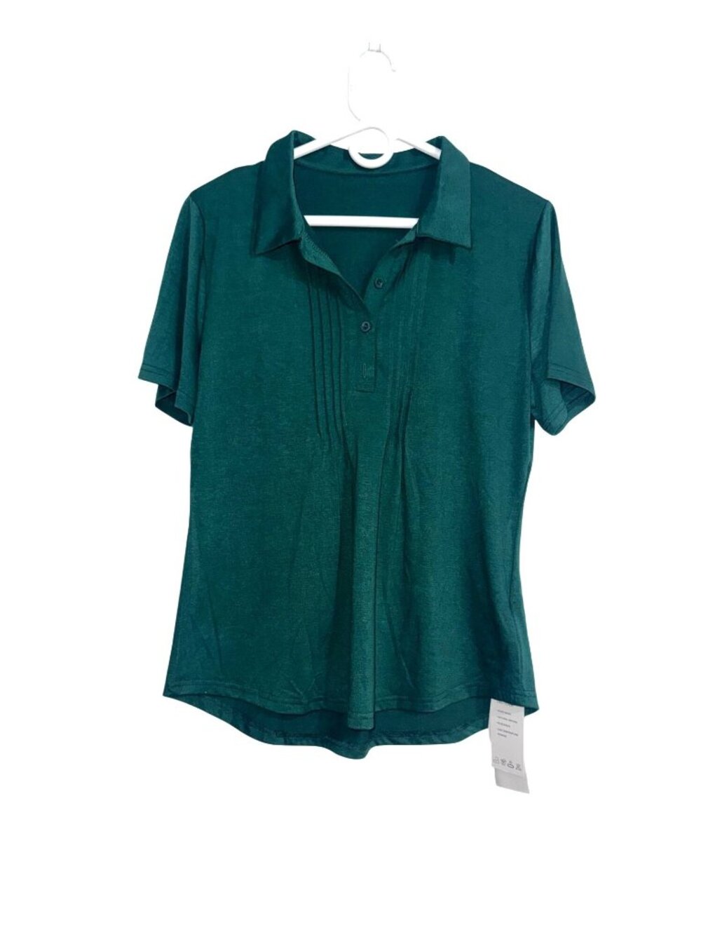 Emerald Green Collared Polo Shirt Soft Stretch Fabric Womens Large